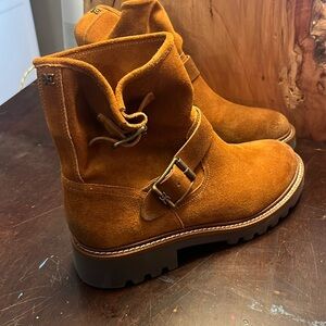 NEW SAM EDELMAN women's kinsley boots in amber brown